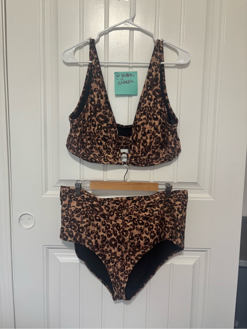 aerie Leopard-Print Bikini Top in Brown & Black